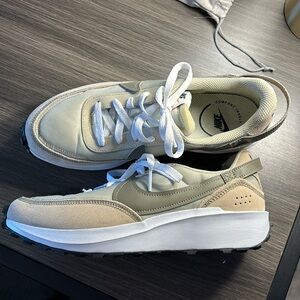 Cute Nike Sneakers , Earth Tones , Comfort Insole , White Laces , Green Check
